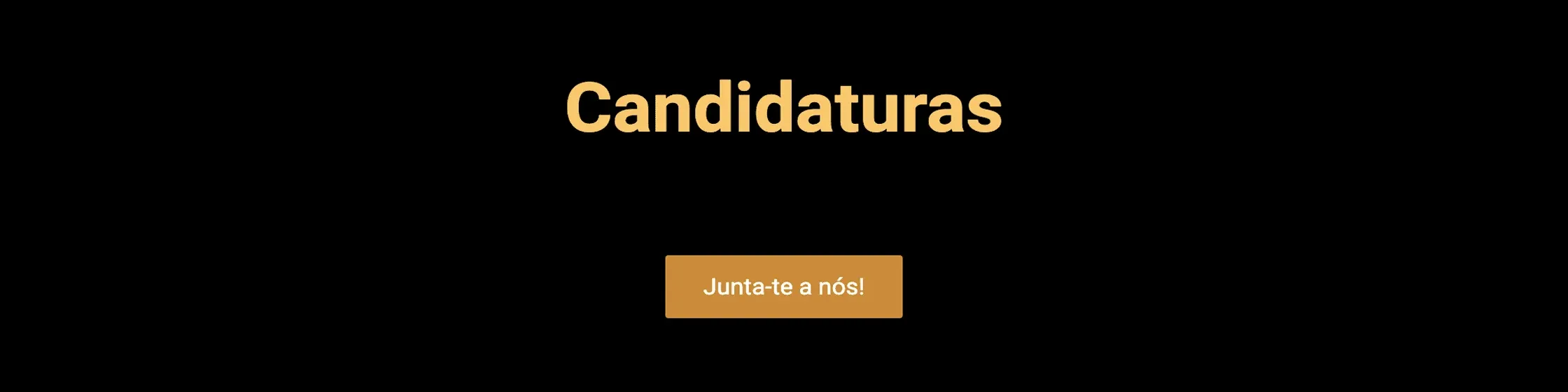 Applications section before the redesign: "Candidaturas" with a "Junta-te a nós!" button