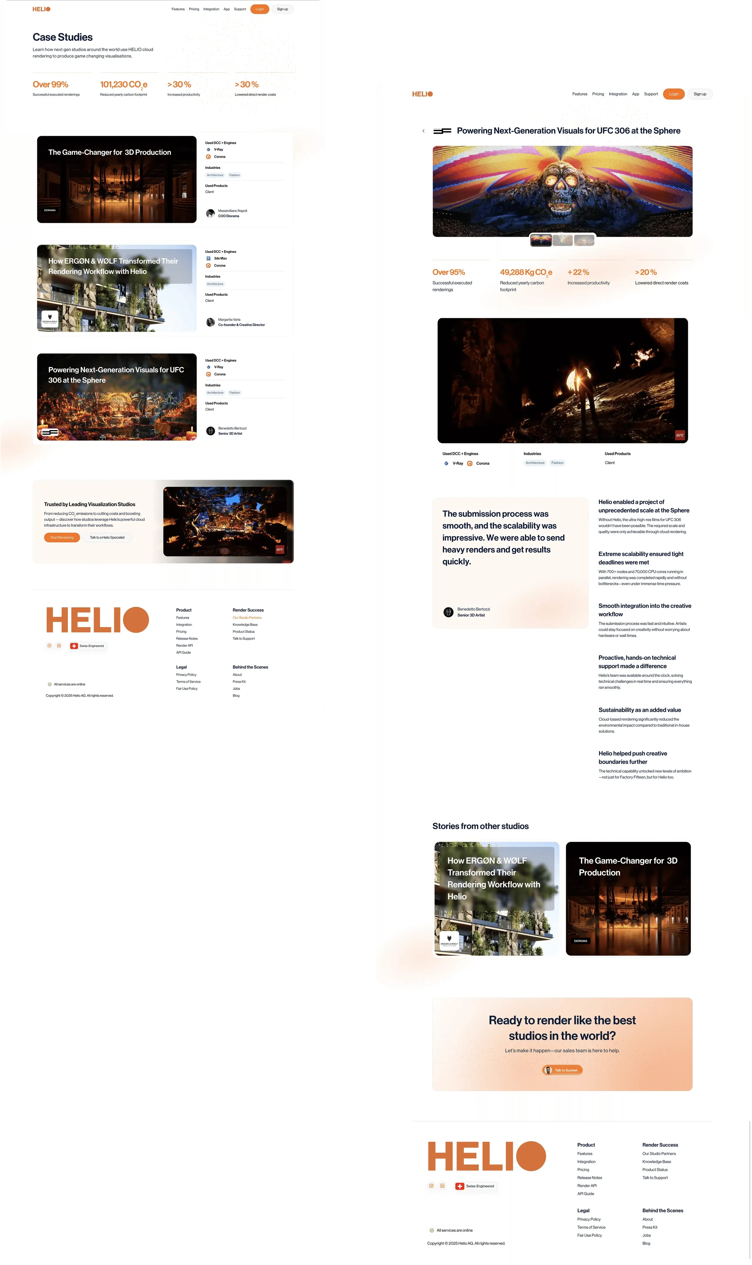 Gleam case study pages: a case study list and a case study article
