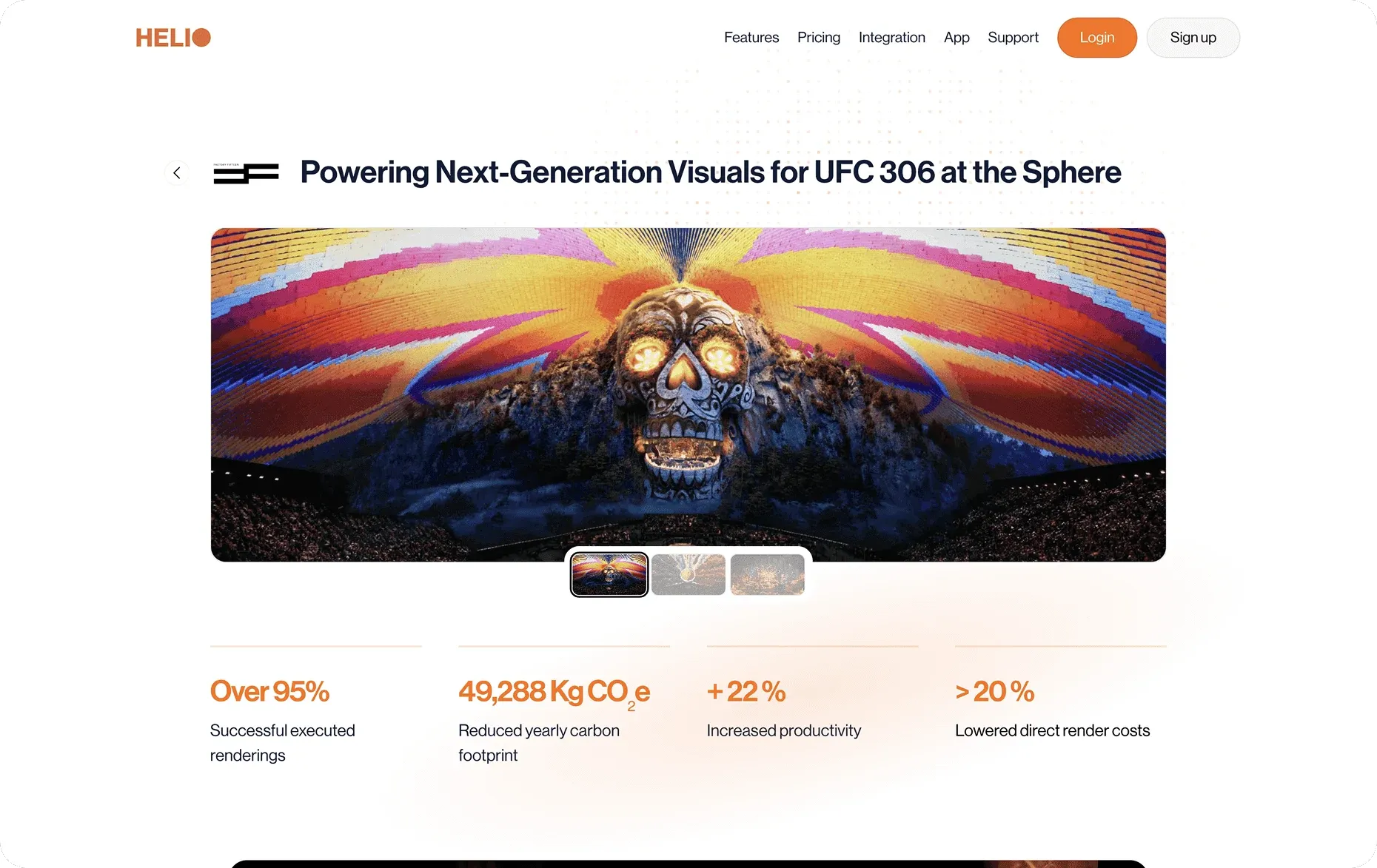 Helio Render case study "Powering Next-Generation Visuals for UFC 306 at the Sphere", with results