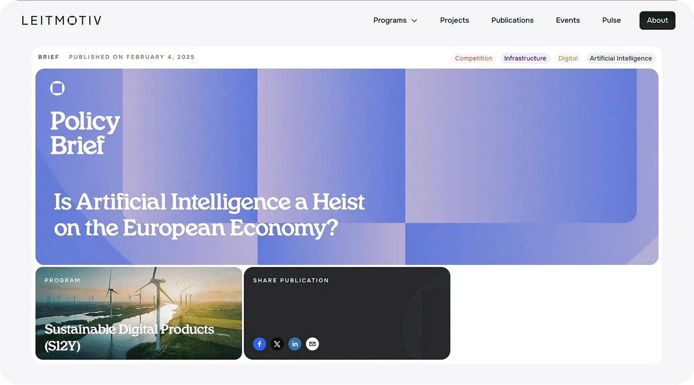 Leitmotiv policy brief "Is Artificial Intelligence a Heist on the European Economy?"
