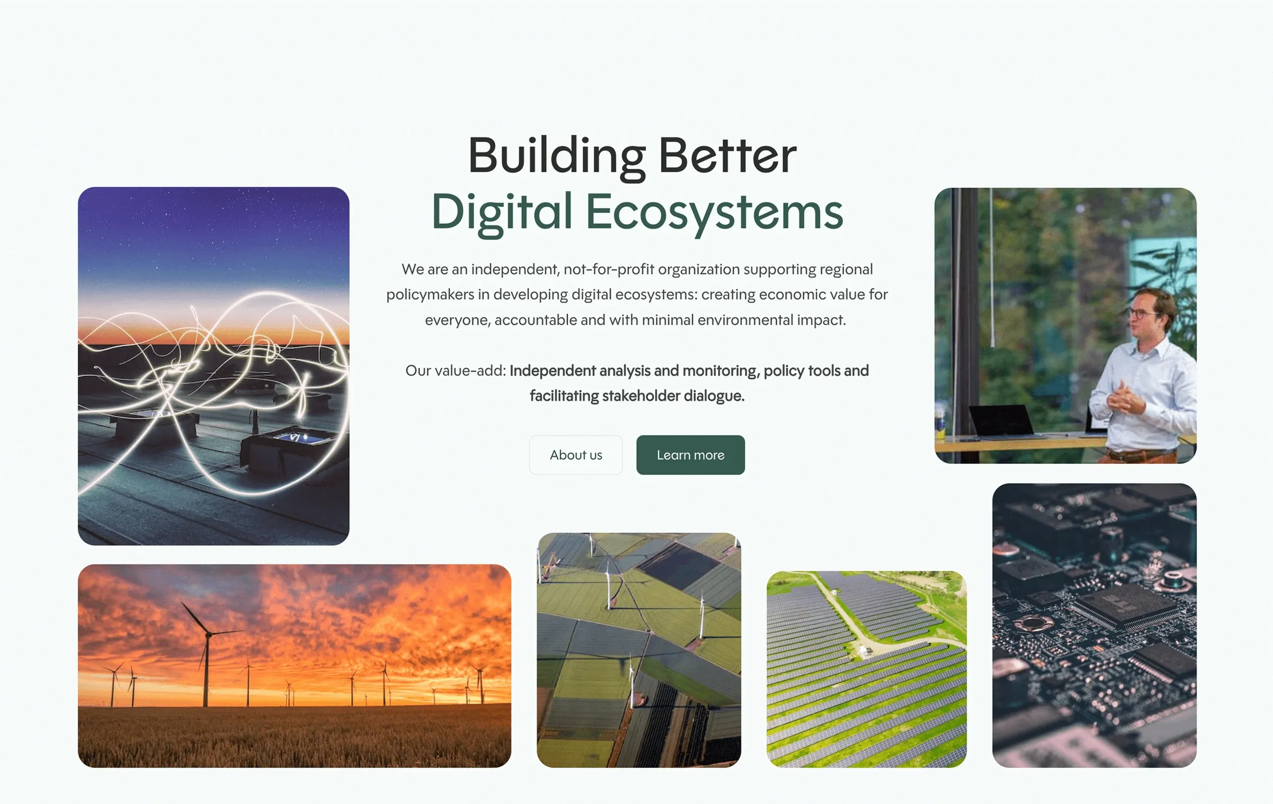 SDIA homepage after the redesign, "Building Better Digital Ecosystems"