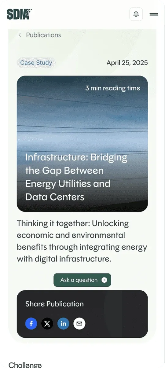SDIA mobile case study "Infrastructure: Bridging the Gap Between Energy Utilities and Data Centers"