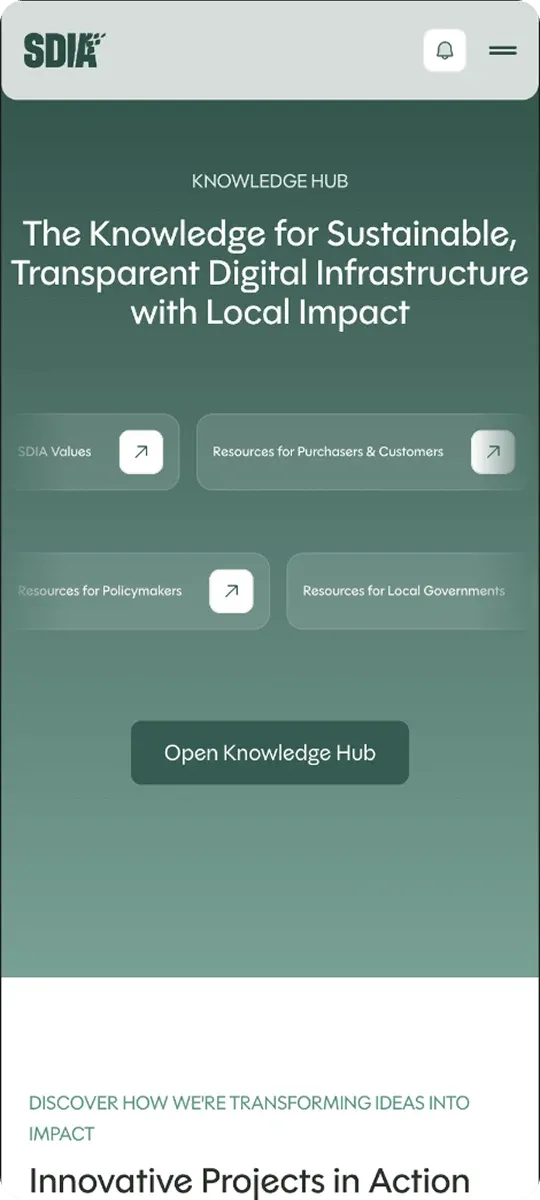 SDIA mobile knowledge hub page