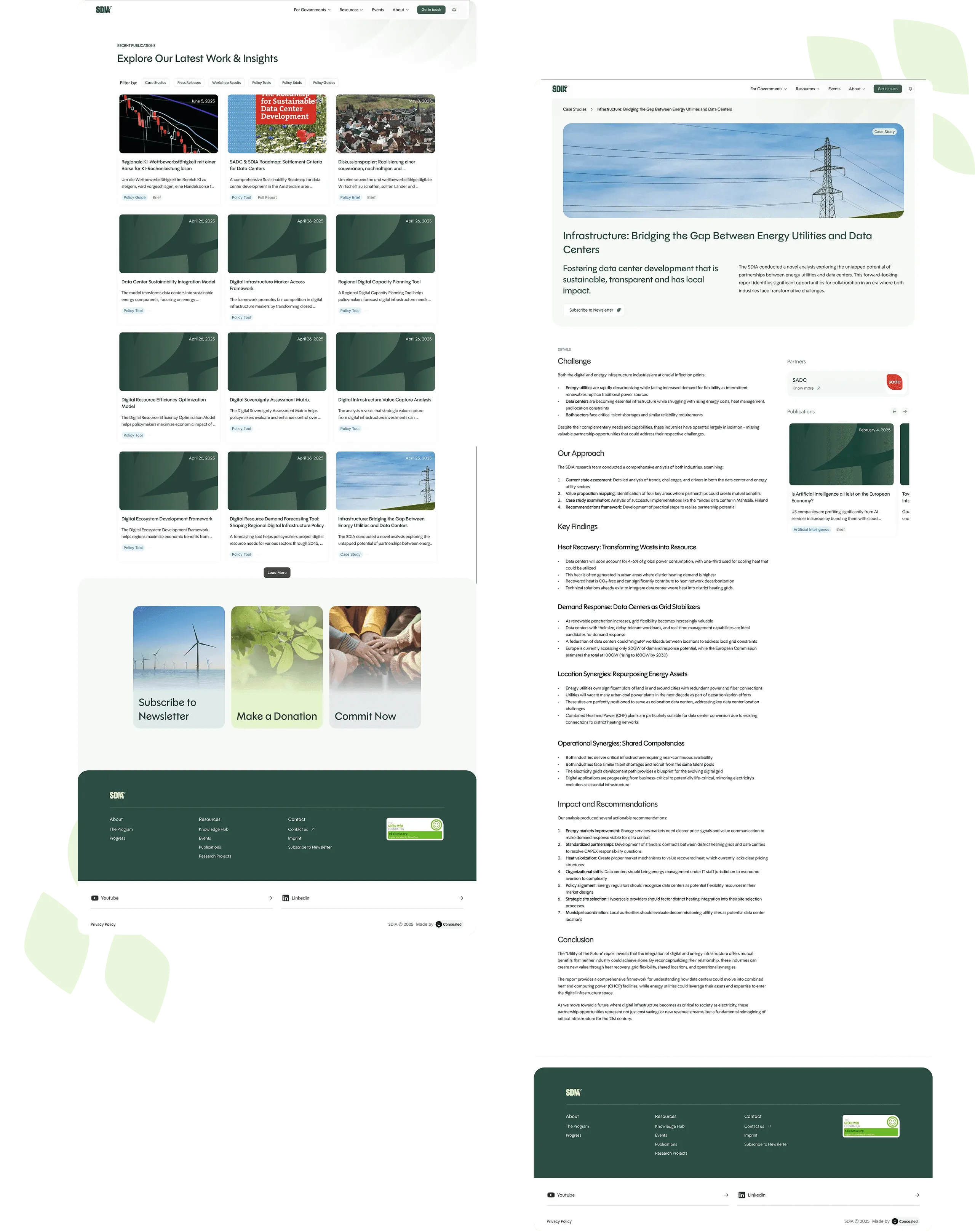 SDIA publications pages: the publication list and an article