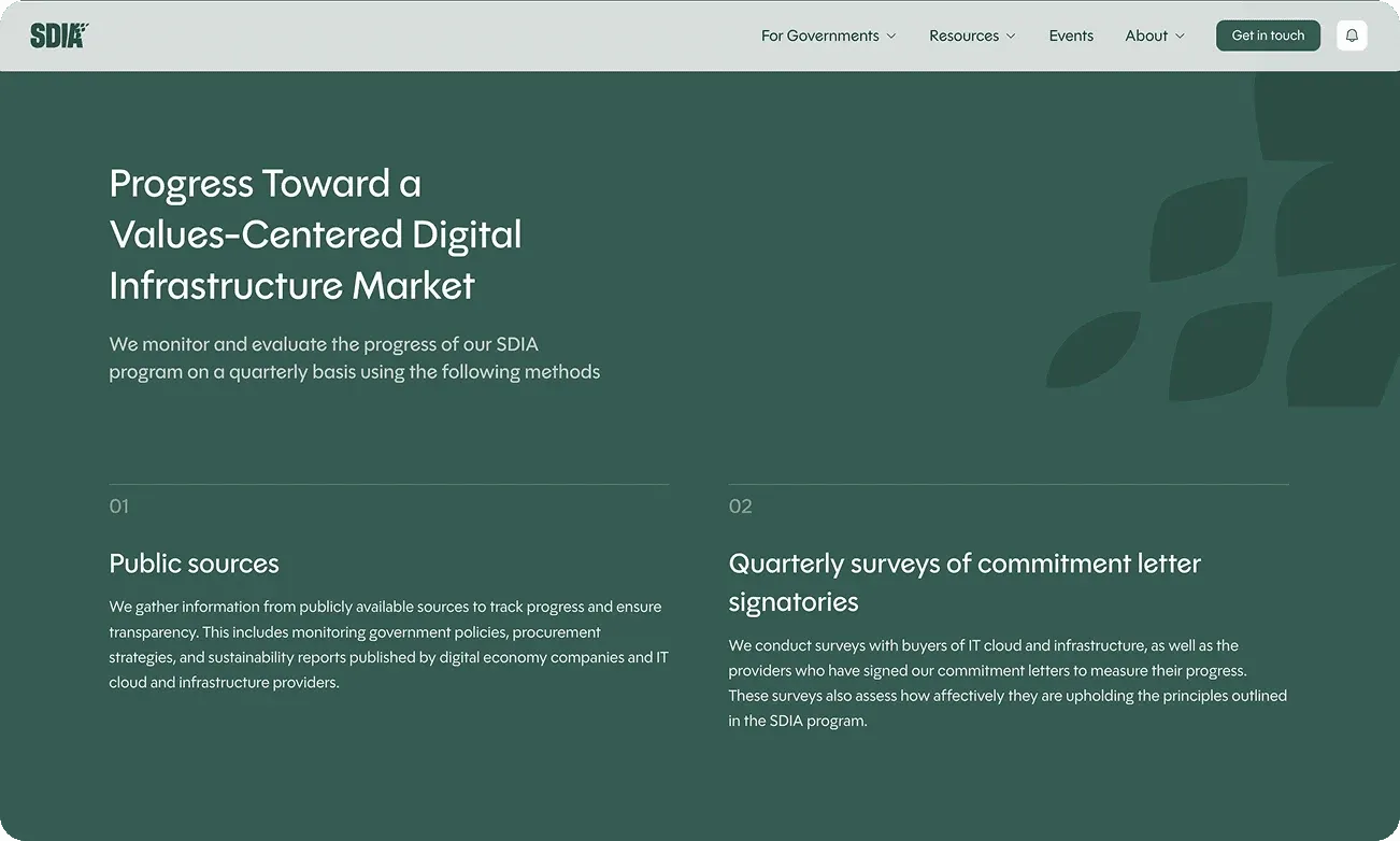 SDIA section "Progress Toward a Values-Centered Digital Infrastructure Market"