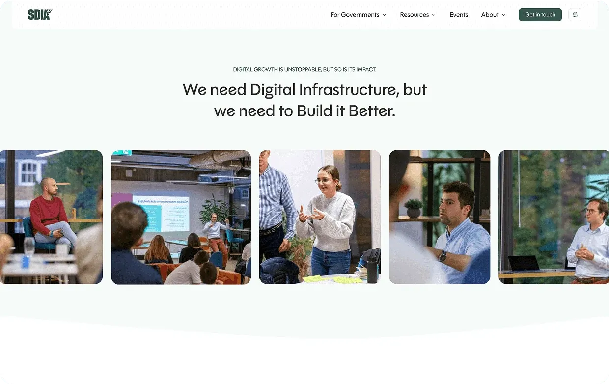 SDIA section "We need Digital Infrastructure, but we need to Build it Better" with event photos