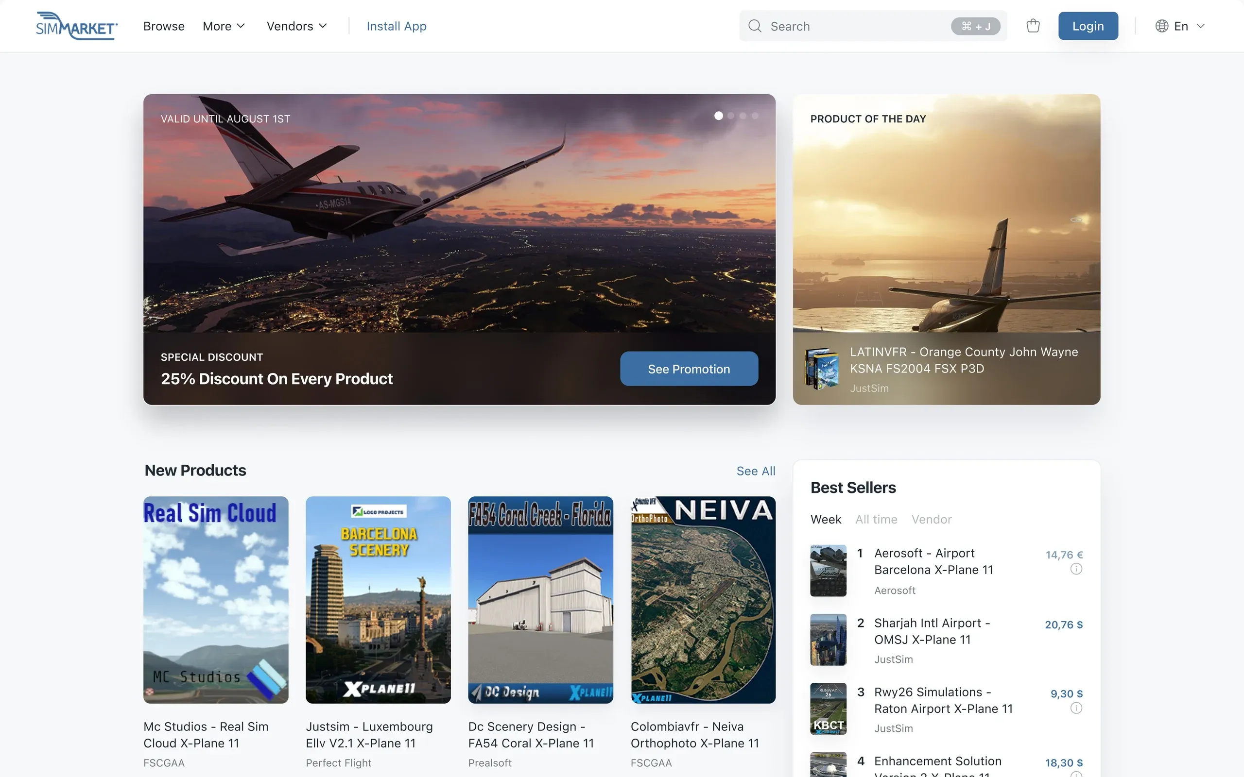 simMarket website homepage after the redesign