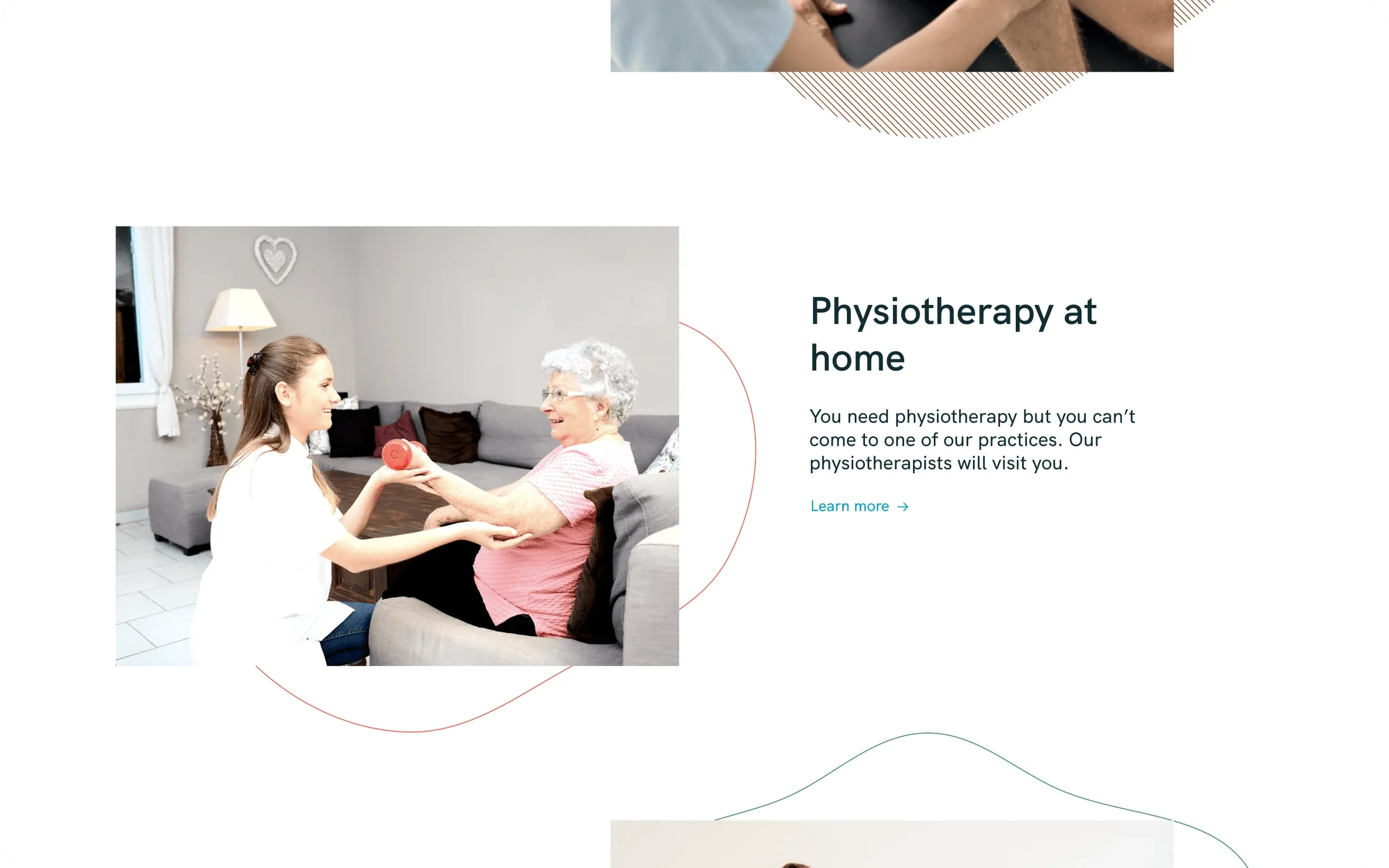 start.physio service "Physiotherapy at home" with a photo of a home session