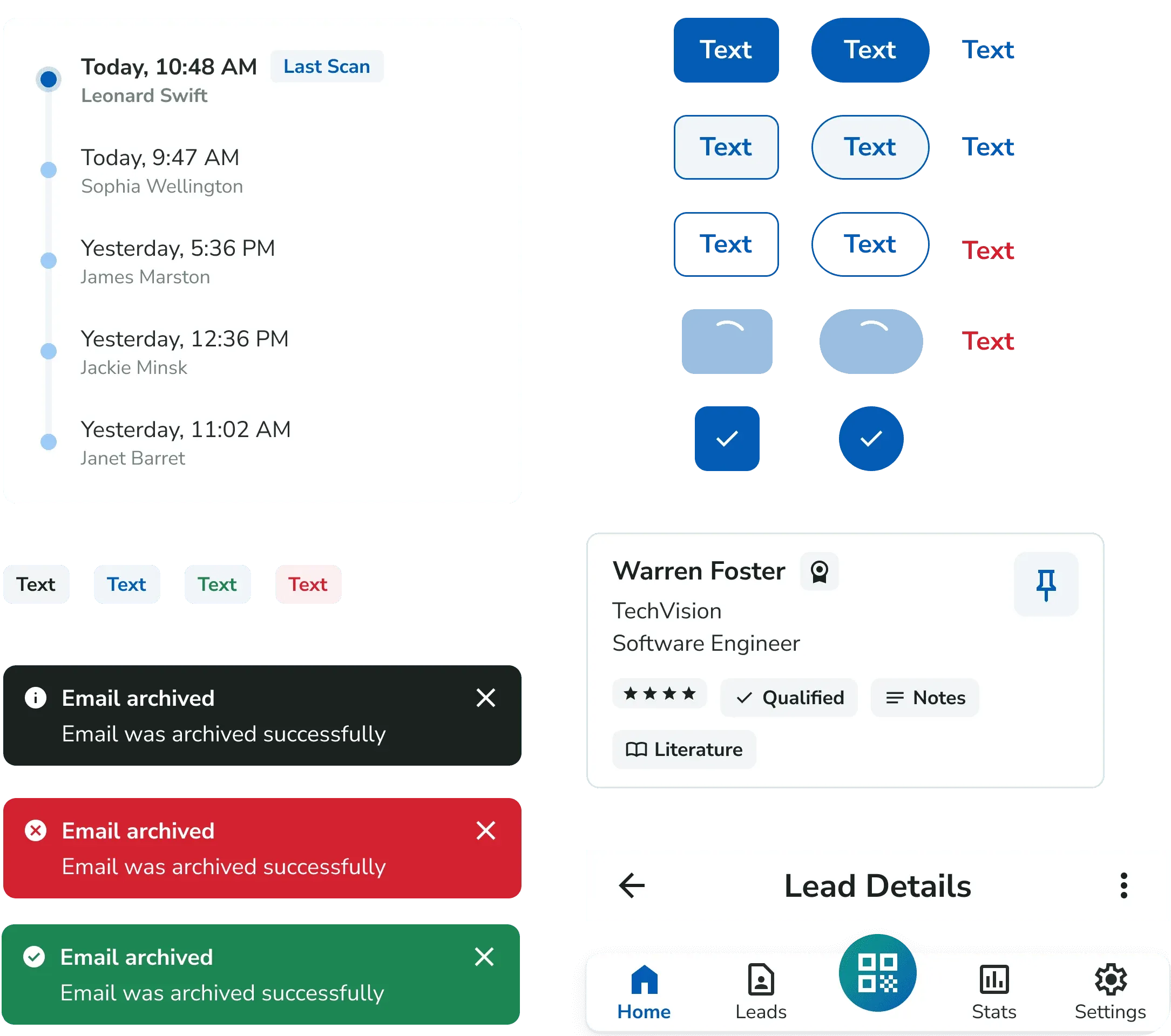 XPress Leads design system components arranged for a narrower screen